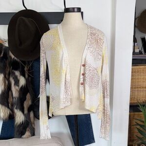 Sparrow • Anthropologie Cream and Yellow Floral Cardigan
